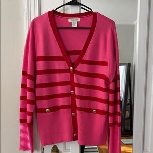 Rachel Zoe Pink and Red Striped Cardigan